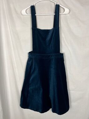 Modcloth Navy Teal Cupcake Consultant Velvet Pinafore Overall Dress
